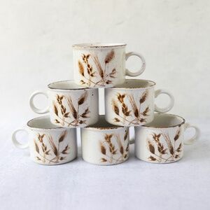 Midwinter England Wild Oats Stonehenge Stoneware Pottery Mugs Cups Set of 6